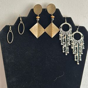 Earring Bundle Vintage| Three Gold Toned | Pierced | Dangle